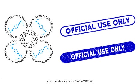 Sellos de sellos con sellos de sellos de sellado con cierre de uso oficial. El obturador vector mosaico está compuesto por puntos elípticos dispersos. Los sellos de sello de uso oficial utilizan color azul,