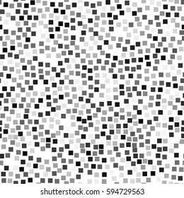 Mosaic of small gray squares in random order. Seamless vector pattern. Abstract geometric texture. Random arrangement of the elements. 