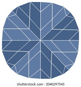 Mosaic snowflake Abstract pattern Blue monochrome vector illustration. Isolated on white background Isolated on white background