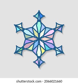 Mosaic snowflake icon consisting of multicolored fragments