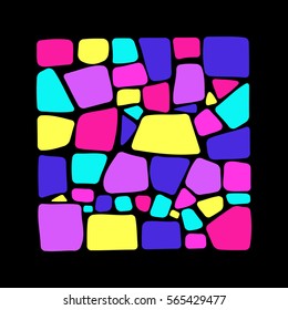 Mosaic square on black background. Ceramic tile texture. Easy to recolor. All  colors are grouped. 