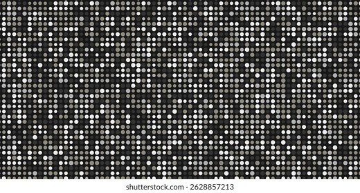 A mosaic of square and round dots in shades of gray and white creates an abstract background. This texture is suitable for digital designs, website backgrounds, or other creative projects.