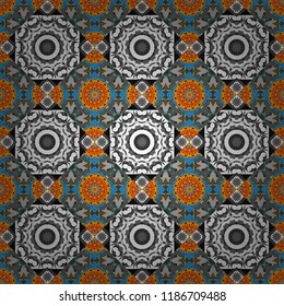 A mosaic of squares in blue, gray and white colors. Modern stylish vector colorful texture. Seamless pattern abstract background with random size squares.