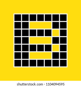 mosaic with squares representing number 3, reticular structure in editable vector