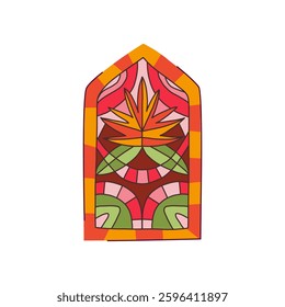 mosaic stained glass cartoon. tiffany restoration, architectural solder, decorative transparent mosaic stained glass sign. isolated symbol vector illustration