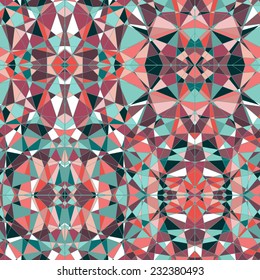 Mosaic stained glass  pattern. Retro design.Polygonal Mosaic Background, Vector illustration. Abstract backdrop. Diamond pattern. Seamless pattern.