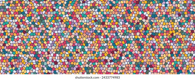 Mosaic stained glass tile vector background illustration graphic, colorful lattice cell stone abstract backdrop texture, geometric mesh net grid random color image, scale gossamer shape cover decor