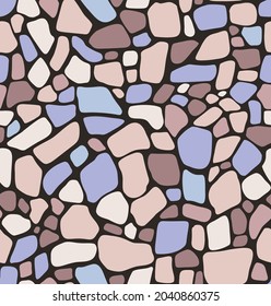 Mosaic stone seamless pattern. Blue beige Vector abstract background