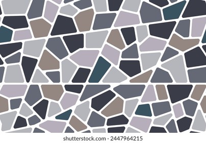 Mosaic stone tile floor seamless pattern background or terrazzo pavement, vector texture. Ceramic mosaic pattern of abstract broken rock stones or marble bricks and granite pieces for floor tile