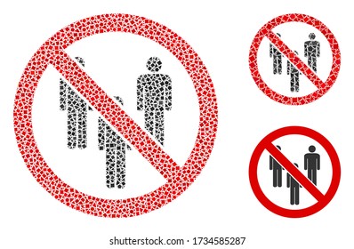 Icono del grupo de hombres Mosaic Stop organizado a partir de piezas onduladas de diferentes tamaños, posiciones y proporciones. Las piezas de rompecabezas vectoriales se unen en el icono del grupo de hombres de parada de mosaico abstracto.