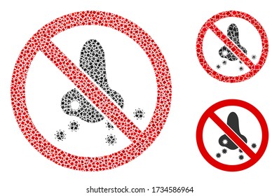 Icono de propagación del virus mosaic Stop nasal unido de elementos desiguales en tamaños, posiciones y proporciones variables.