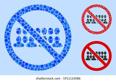 Mosaic Stop people group icon organized from spheric elements in various sizes, positions and proportions. Vector blue spheric elements are arranged into abstract composition stop people group icon.