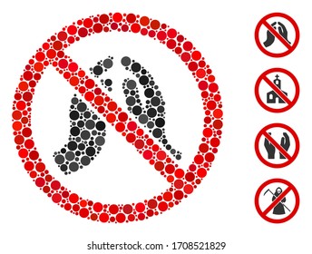 Mosaik Stopp beten Hände Symbol aus Kreis Elemente in veränderlichen Größen, Positionen und Proportionen. Vektorillustration Kreis Teile sind in abstrakte Mosaik zusammengesetzt, aufhören zu beten Handsymbol.