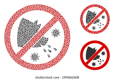 Mosaic Stop swine flu icon organized from joggly parts in variable sizes, positions and proportions. Vector uneven items are grouped into abstract mosaic stop swine flu icon.