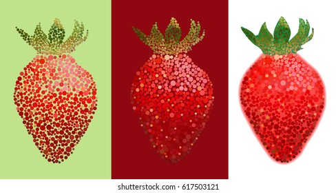 Mosaic strawberry circles on different backgrounds