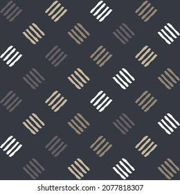 A mosaic of striped geometric figures. Seamless pattern. Design with manual hatching. Textile. Ethnic boho ornament. Vector illustration for web design or print.