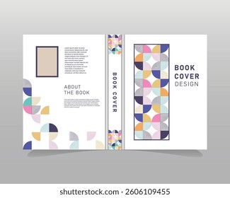 Mosaic style art book cover design with abstract geometric style vector