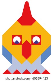 Mosaic style colorful cock illustration
