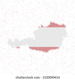 Mosaic style map of Austria with the Austrian flag, a vector illustration.