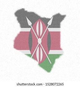 Mosaic style map of Kenya with the national flag.