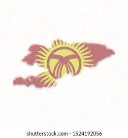 Mosaic style map of Kyrgyzstan with flag of Kyrgyzstan. Nice vector illustration.