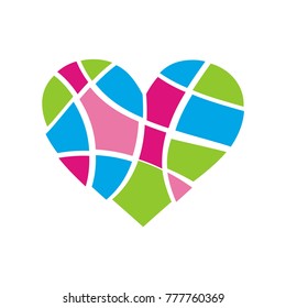 Mosaic stylized love or heart shape design template vector