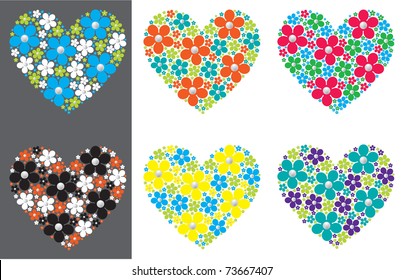 Mosaic sugar daisy hearts in vector format.