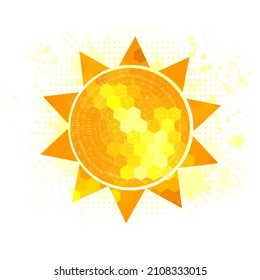 The mosaic sun is abstract. Hello summer. Vector illustration