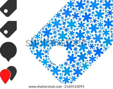 Mosaic tag icon is organized for winter, New Year, Christmas. Tag icon mosaic is created from light blue snow parts. Some bonus icons are added.