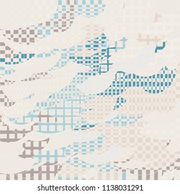 Mosaic tapestry vector texture with organic shapes and forms. Absract geometric background for modern fashion, design, prints, textile, cloth, paper packaging