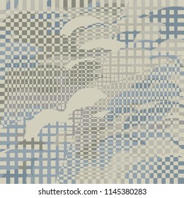Mosaic tapestry vector texture with organic shapes and forms. Absract geometric background for modern fashion, design, prints, textile, cloth, paper packaging