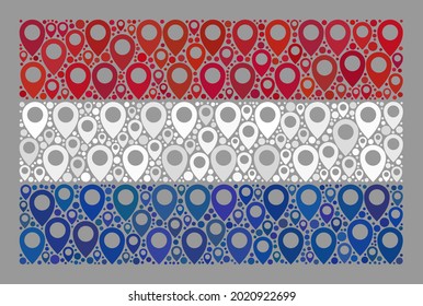 Mosaic targeting Netherlands flag designed of route elements. Vector collage straight Netherlands flag organized for targeting advertisement.