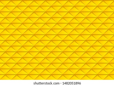 Mosaic tech texture with bright yellow triangles. Technology geometric background, 3d tiles abstract pattern. Vector design