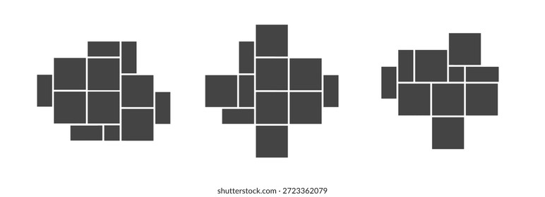 Mosaic template with collage vector and mood for album background. Grid gallery and layout for composition illustration. Square flyer and poster for creative presentation tile.