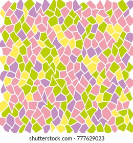 Mosaic texture. Geometric background of curves, irregular triangles, rectangles. Vector illustration