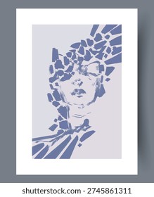 Mosaic Of Textured Pieces Constructs Stylistic And Energetic Facial Depiction In Lavender Hue