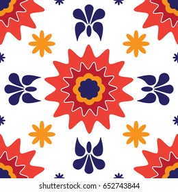 Mosaic tile in blue and orange