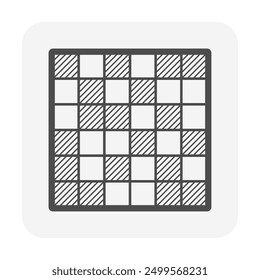 Mosaic tile or ceramic tile vector icon. Decoration material sheets with small square geometric design for wall interior with square texture pattern on surface for bathroom, kitchen and shower room.