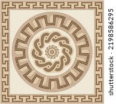 Mosaic tile with circular ornaments in brown and beige. For ceramics, tiles, ornaments, backgrounds and other projects.