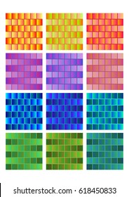 Mosaic tile set, collection of tiles in different gradient colors, vector EPS 10