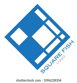 Mosaic Tile Square Fish Logo Icon Emblem
