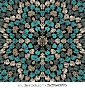 Mosaic tile vector seamless ornament. Interior decor geometric print. Star element mandala background design. Ornate tile mosaic arabian seamless pattern. Scrapbook print template.
