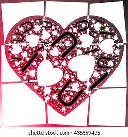 Mosaic tiles background with i love U words together with hearts pattern together vector print pattern