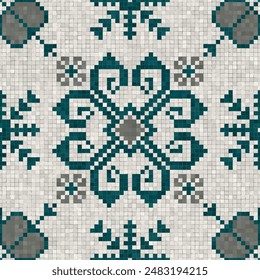 Mosaic tiles  background, seamless vector pattern