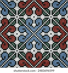 Mosaic tiles  background, seamless vector pattern