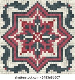 Mosaic tiles  background, seamless vector pattern