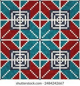 Mosaic tiles  background, seamless vector pattern