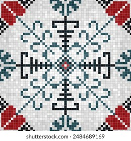 Mosaic tiles  background, seamless vector pattern