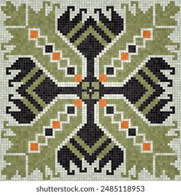 Mosaic tiles  background, seamless vector pattern