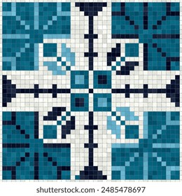 Mosaic tiles  background, seamless vector pattern